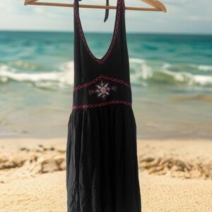Hollister Black Dress with Pink Embroidery